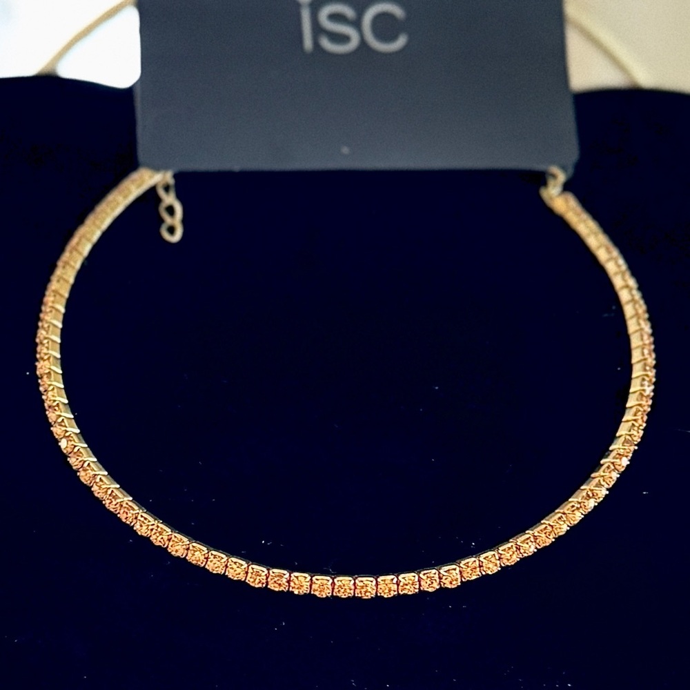 ISC Sparkling Tea Color Rhinestone Choker Necklace